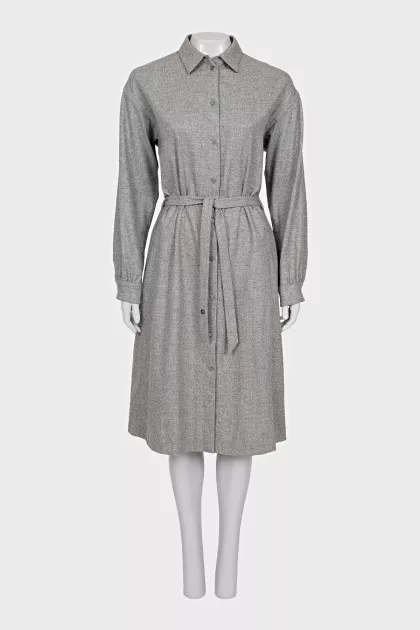 Gray fitted button-down dress