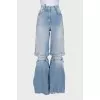 High-waisted wide-leg jeans with holes