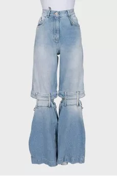 High-waisted wide-leg jeans with holes