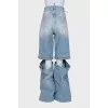 High-waisted wide-leg jeans with holes
