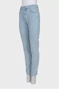 Tapered fit blue jeans