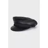 Black leather cap
