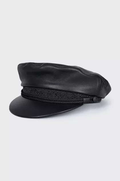 Black leather cap