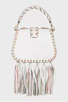 Leather crossbody with massive decor