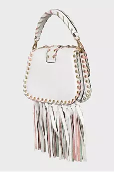 Leather crossbody with massive decor