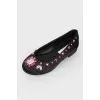 Baby ballet shoes with large rhinestones with tag