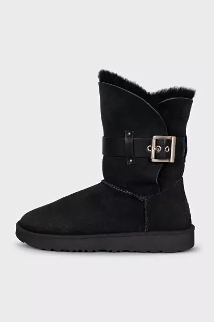 Suede Ugg boots with a strap