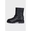 Leather boots with silver buckles