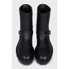 Leather boots with silver buckles