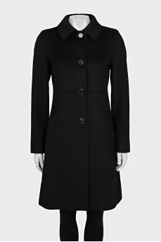 Fitted wool button-down coat