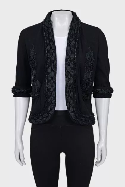Cashmere cardigan with decoration