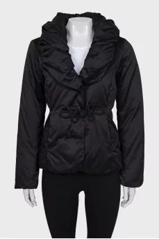 Black jacket with a toggle fastening