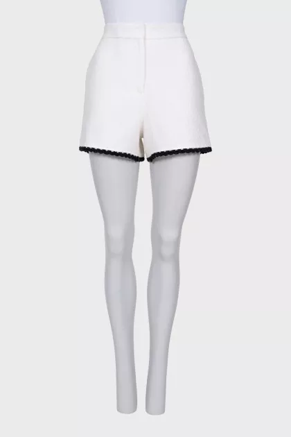 Zip-up shorts with knitted hem