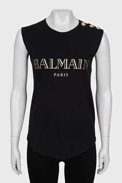 Black T-shirt with gold print