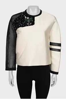 Straight cut blouse decorated with crystals