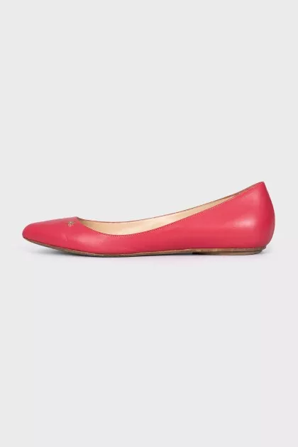 Pink leather ballet flats