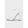 White leather heeled sandals