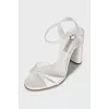 White leather heeled sandals