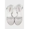 White leather heeled sandals