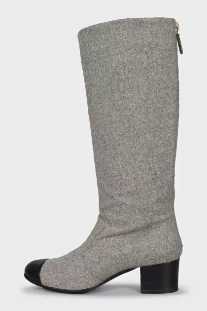 Textile boots with leather toes