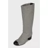 Textile boots with leather toes