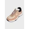 Mixed color suede sneakers
