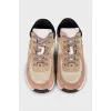 Mixed color suede sneakers
