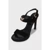 Suede sandals with gold logo