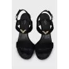Suede sandals with gold logo