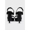 Suede sandals with gold logo
