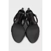 Suede sandals with gold logo