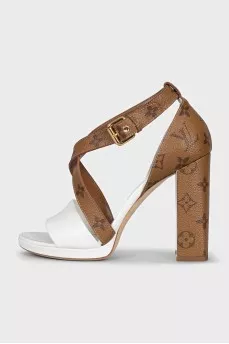 Canvas and leather sandals