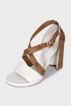 Canvas and leather sandals