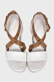 Canvas and leather sandals