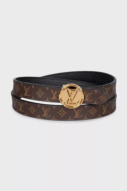 Reversible leather and canvas belt with logo