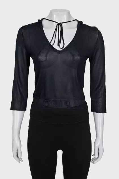 Cropped blouse with ties