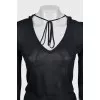 Cropped blouse with ties