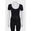 Black wool and silk blouse