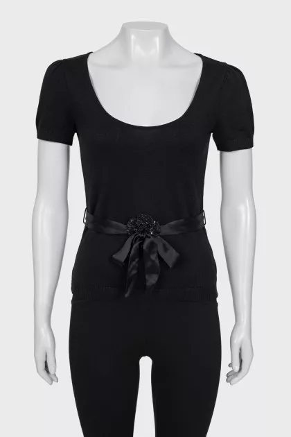 Black wool and silk blouse