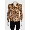 Animal print blouse with belt