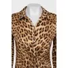 Animal print blouse with belt