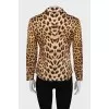 Animal print blouse with belt