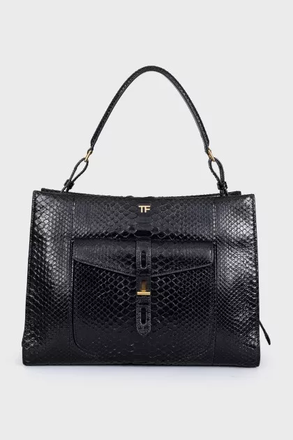 Black snakeskin bag