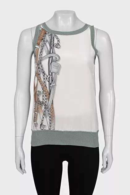 Printed silk top