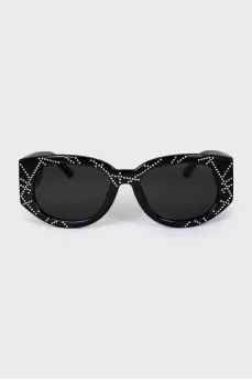 Wide frame sunglasses with crystals