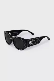 Wide frame sunglasses with crystals