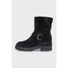 Suede boots with silver decor