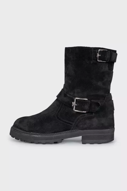 Suede boots with silver decor