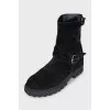 Suede boots with silver decor