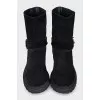 Suede boots with silver decor